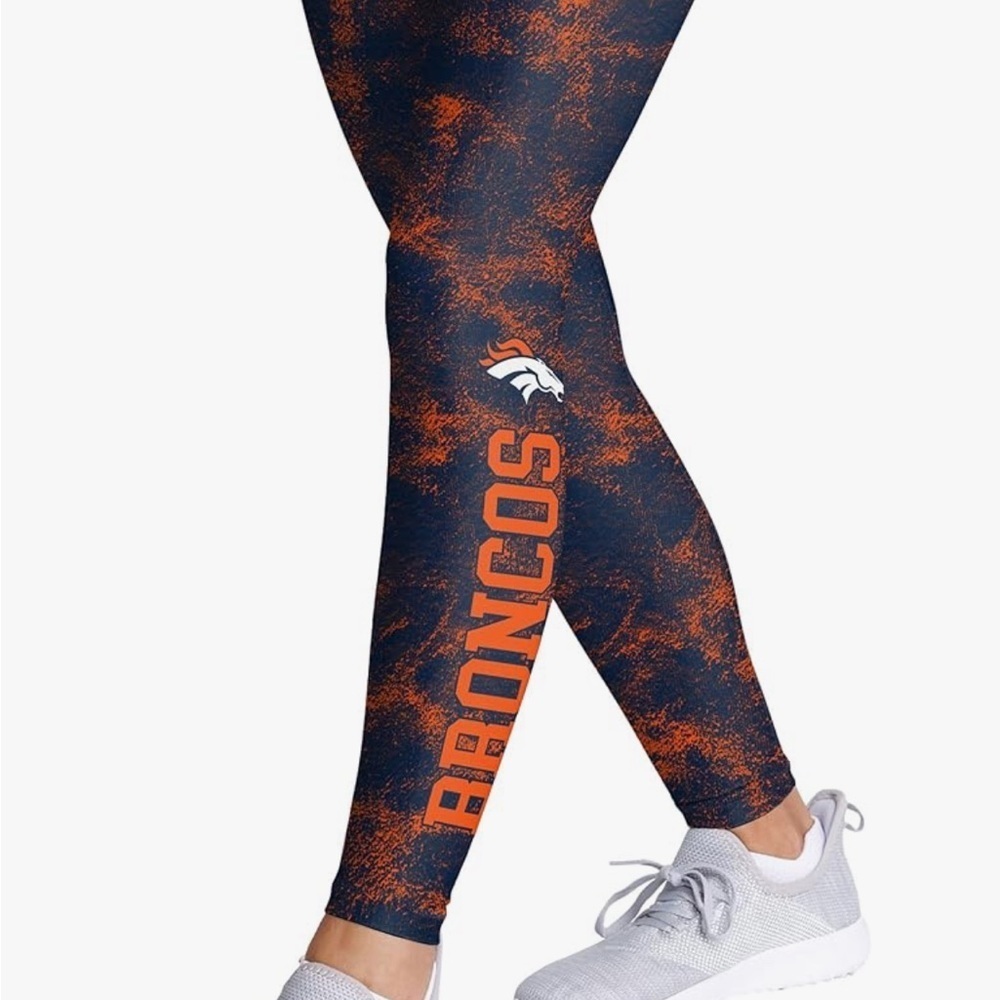 NFL Denver Broncos Navy Orange Leggings Large NEW Pants Football